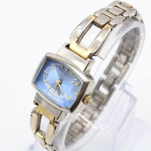 Vintage Da Vanci Watch Womens Silver Tone Steel Classic Blue Quartz Dial 90s